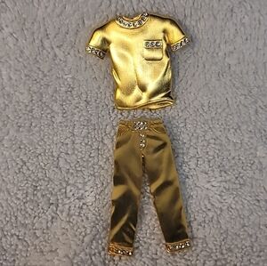 Vintage J J Signed Jonette Rhinestone Jewelry Gold Tone Pants & T Shirt Brooch